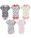 6M Short sleeve Baby Girl Cotton onesie romper bodysuit Soft Breathable Five Beautiful Designs